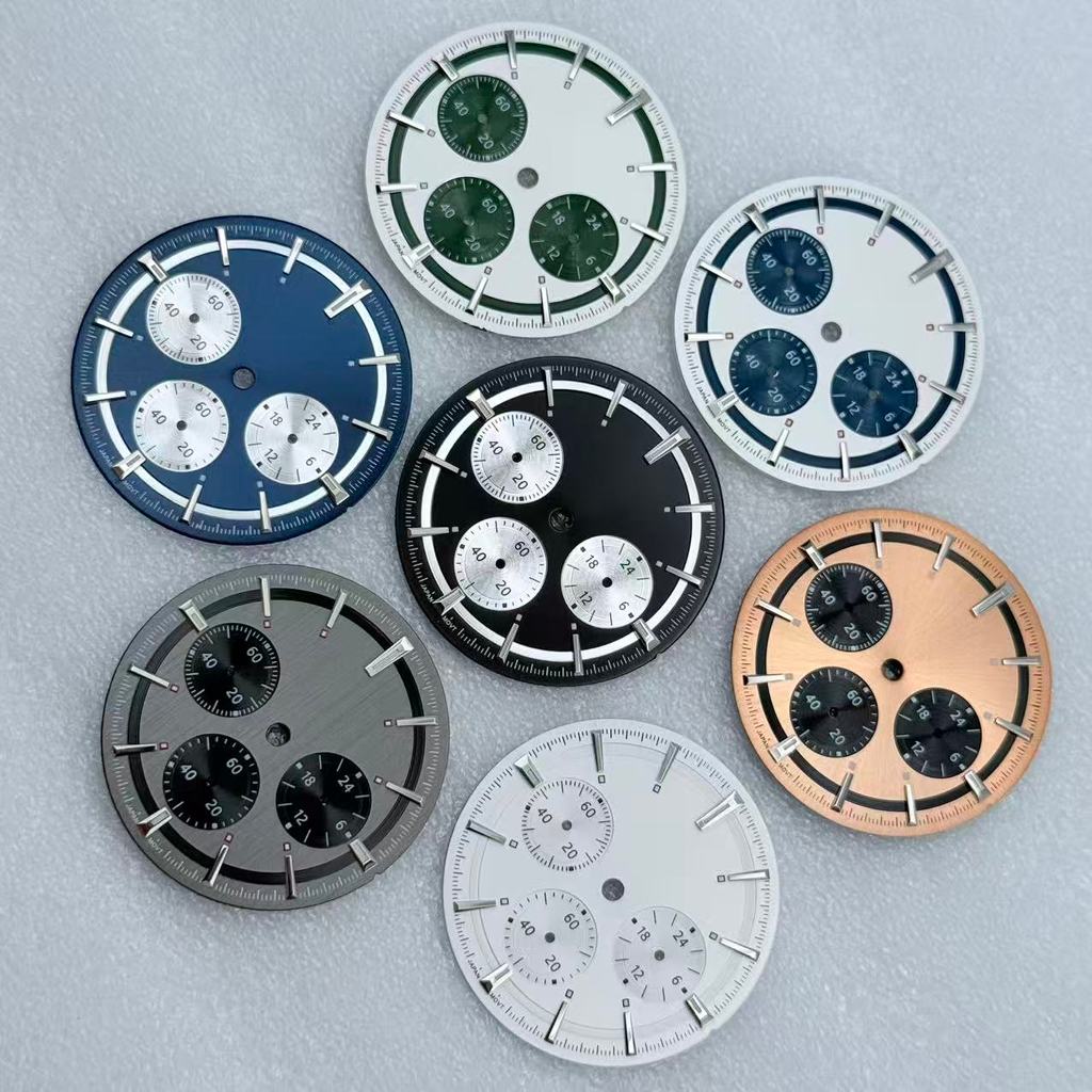 29.5mm/32.5mm No logo Sunburst Watch Dial For Seiko VK63 Longines Conquest Chronograph Quartz Moveme