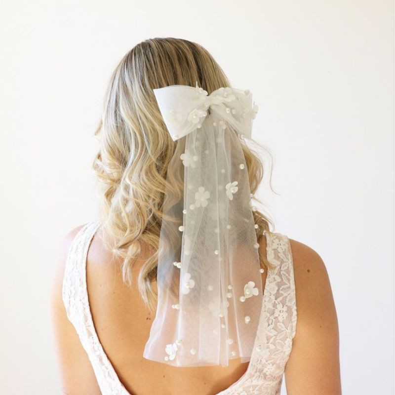 Veil Wedding bow  Slayer Pendek bunga  NB464