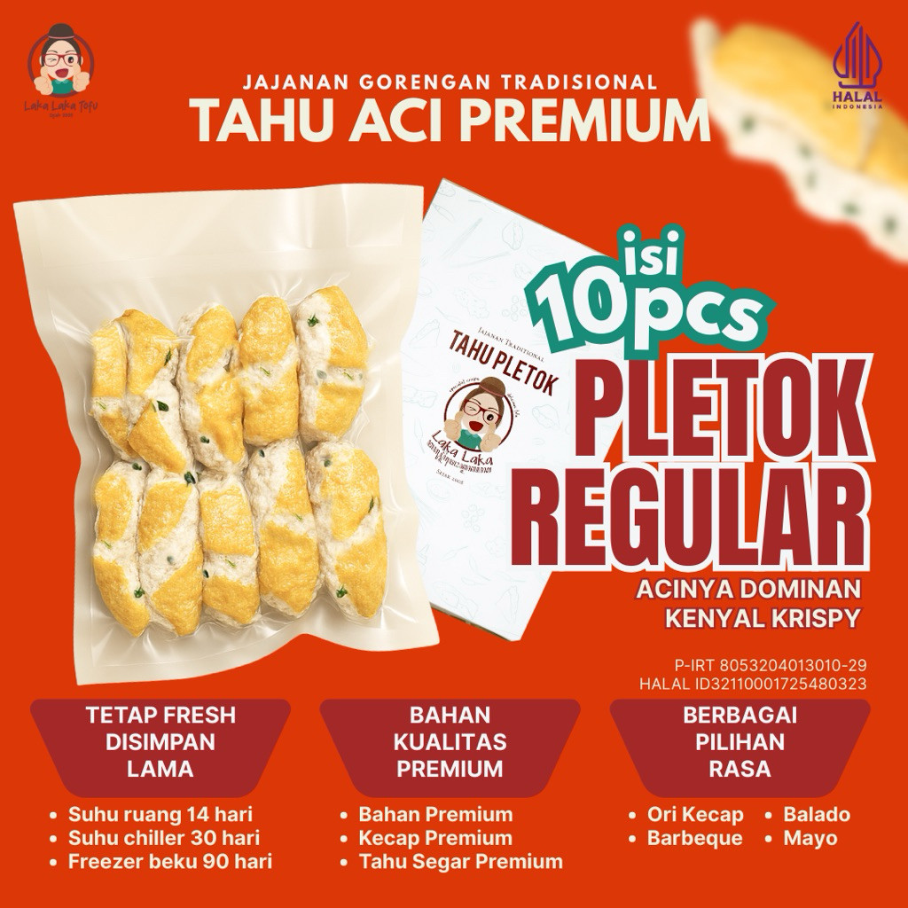 Tahu Aci Pletok REGULAR Laka-Laka Tofu Cemilan Gorengan Vacuum Khas Tegal Asli Frozen
