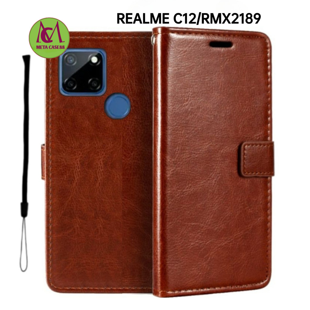 CASE FLIP COVER REALME C12 RMX2189 SARUNG HP DOMPET KULIT
