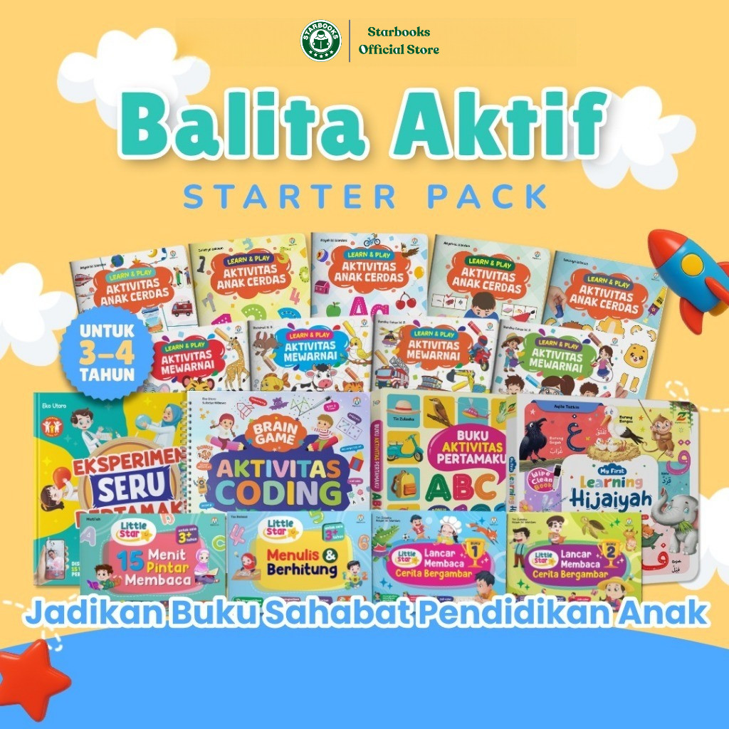 Starter Pack Buku Untuk 3-4 Tahun - Buku Balita Aktif - Buku Anak Usia 3 4 Tahun - Buku Membaca