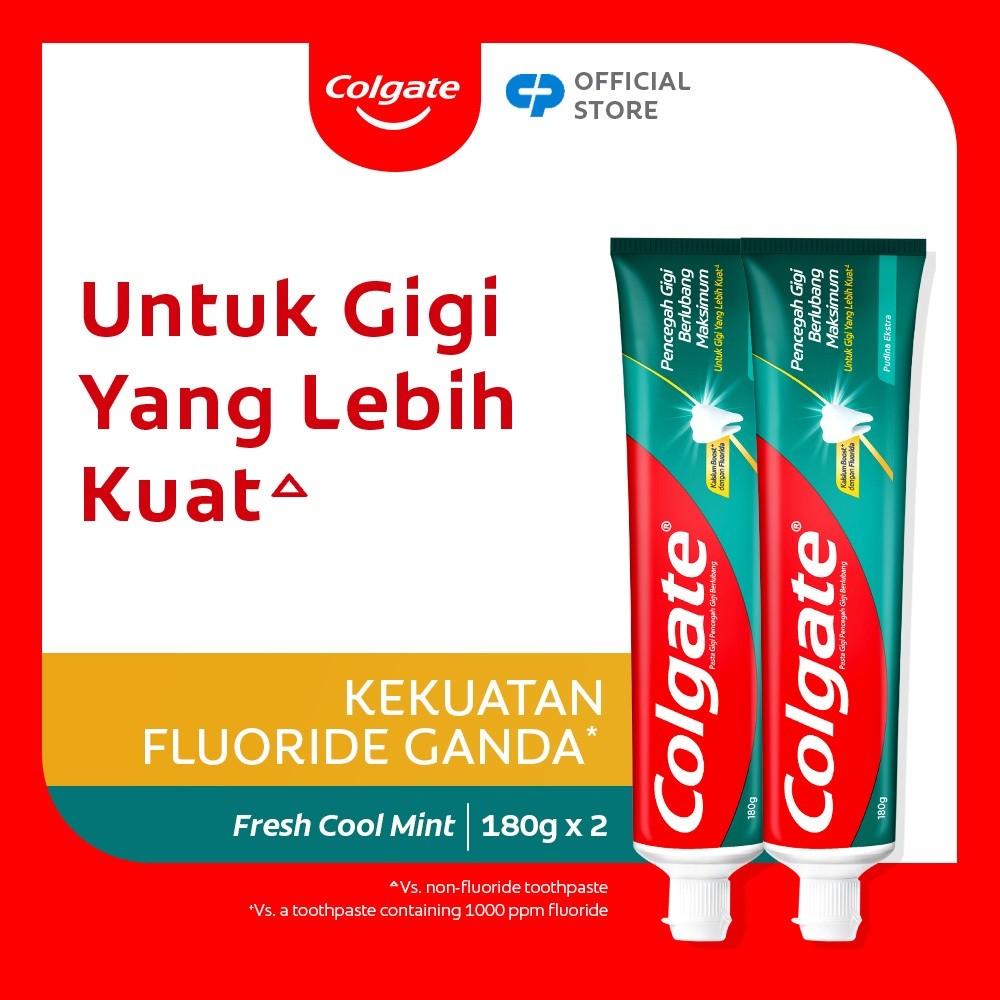 Colgate Maximum Cavity Protection Fresh Cool Mint Toothpaste 180g - Pasta Gigi (2pcs)