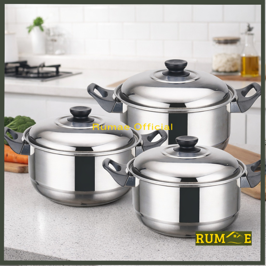 Panci Kuah Panci Set 3in1 Multifungsi Stainless Steel Panci Soup 3in1 Panci+Tutup
