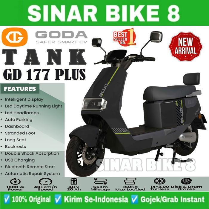 Sepeda Listrik GODA TANK 177 PLUS 1000 Watt Electric E Bike - Cream - Grey