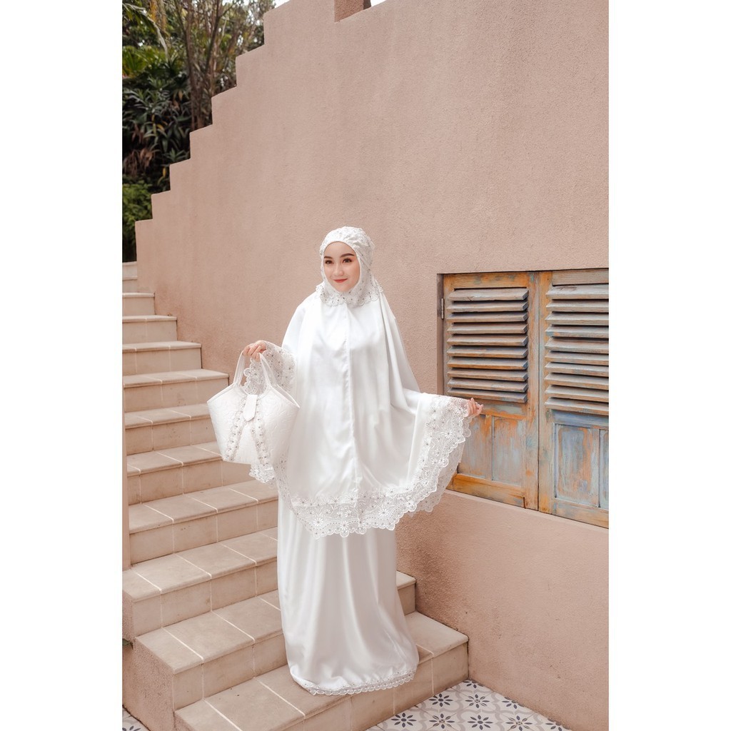 Mukena Set Dewasa Jumbo Mewah Elegan Renda Bordir Mutia
