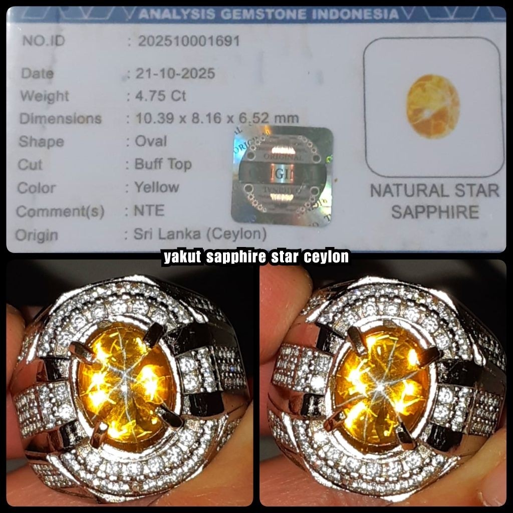 natural yakut sapphire star ceylon HQ jumbo + memo lab