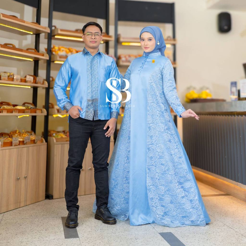 Baju couple pasangan baju lebaran couple keluarga gamis brokat couple keluarga gaun couple ibu anak 