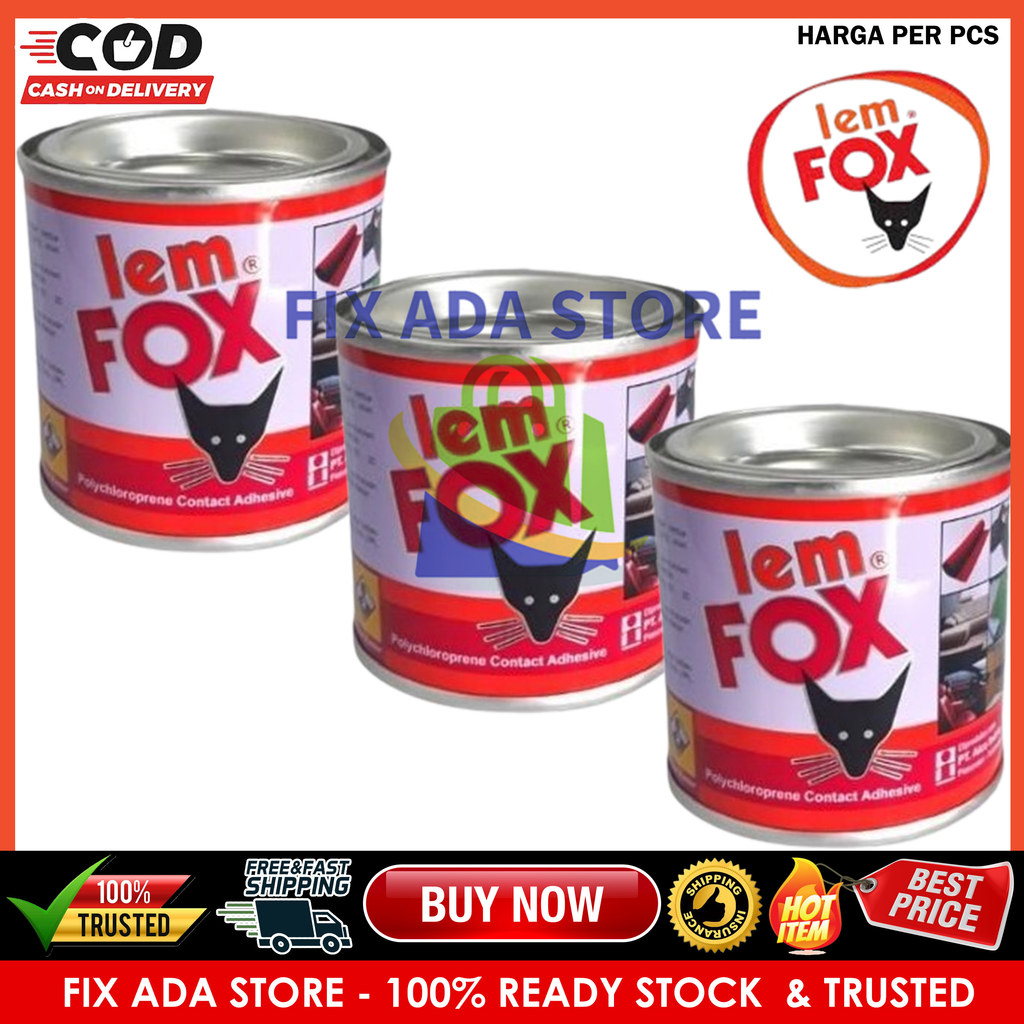 Lem Fox Merah 70 Gram Kaleng Glue Karet Karpet Vinyl Jok Mobil Kulit Kayu HPL Triplek Plastik Kardus