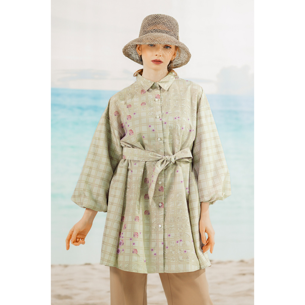 Benang Jarum Aquarielle Belted Shirt - Sand