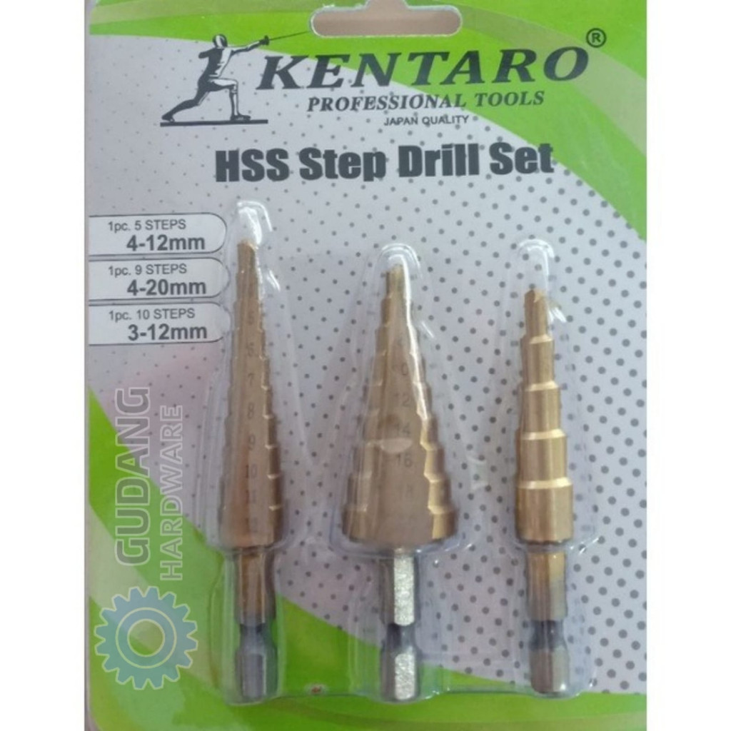 MATA BOR BESI PAGODA / STEP DRILL 3PCS KENTARO JAPAN QUALITY