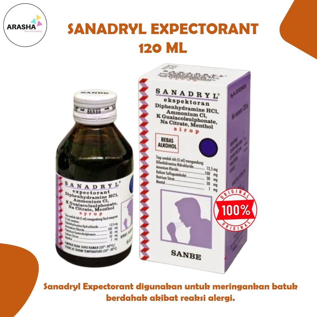SANADRYL EXPECTORANT SIRUP 120 ml - Batuk Berdahak - Batuk Alergi