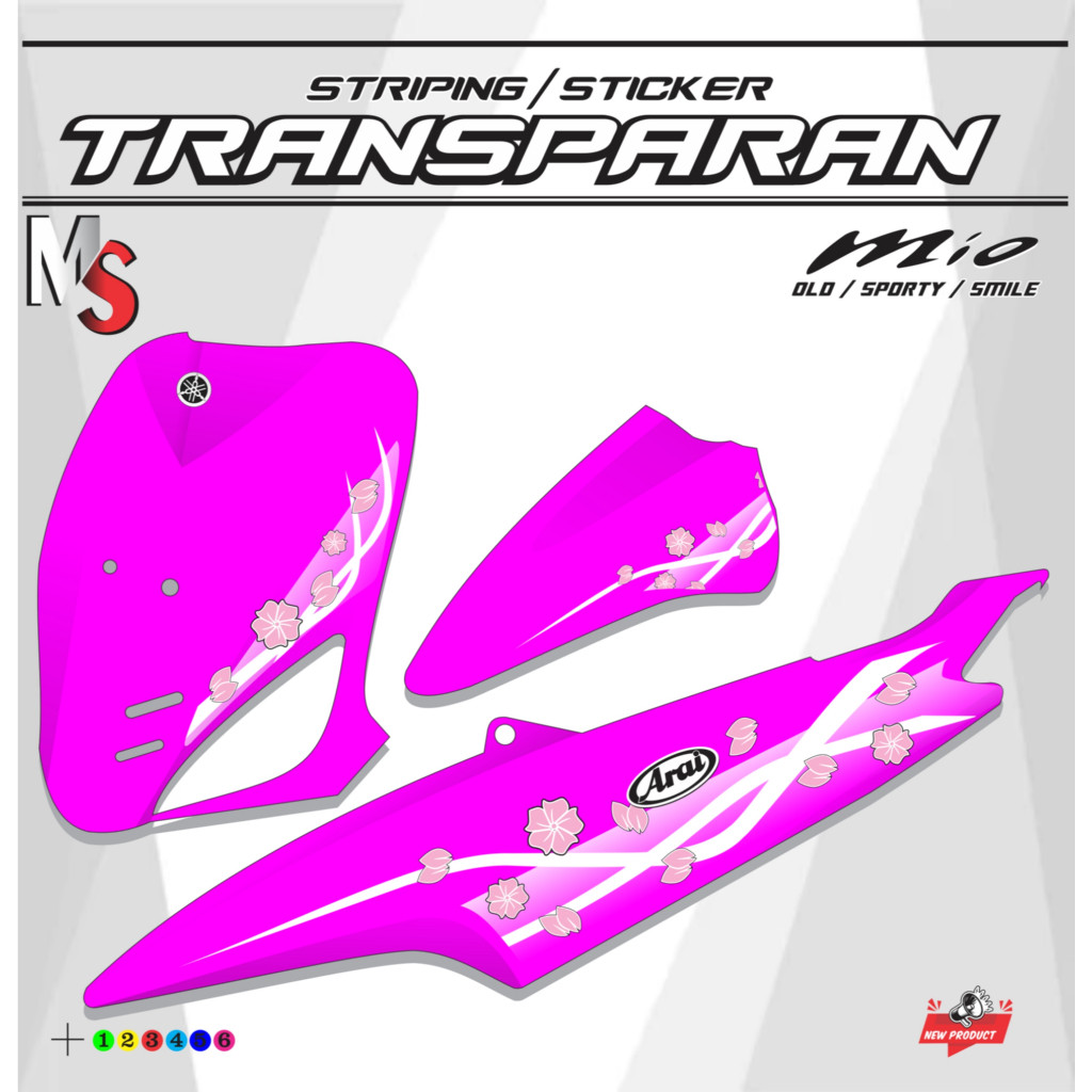 STIKER MOTOR Striping Transparan Mio Sporty Sakura Arai VZ Ram Livery MS001