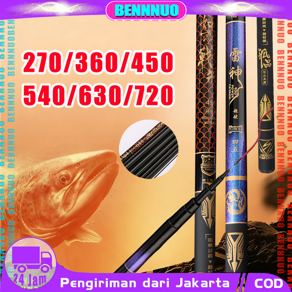Joran Pancing Set Teleskopik Joran Tegek Panjang Batik Carbon Tegek Kaku Ringan Kuat 270 360 450 540