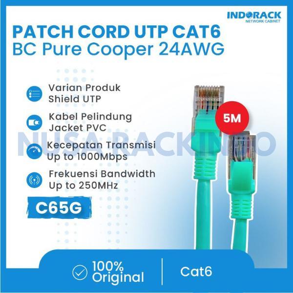 C65G - PATCH CORD 5 METER UTP CAT 6 KABEL LAN - HIJAU