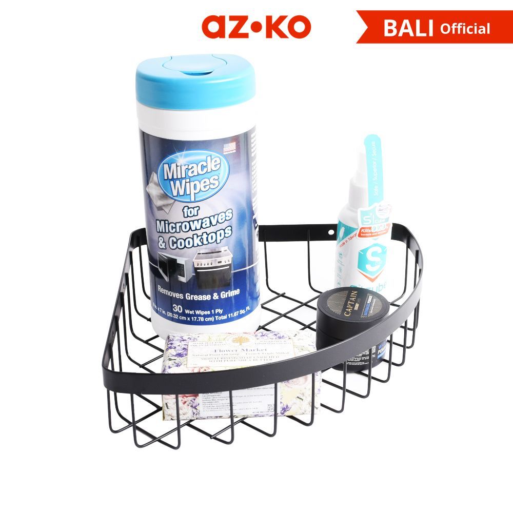 AZKO Stora Rak Sudut Kamar Mandi Rak Dinding Peralatan Kamar Mandi Dekorasi Kamar Mandi Rak Organize