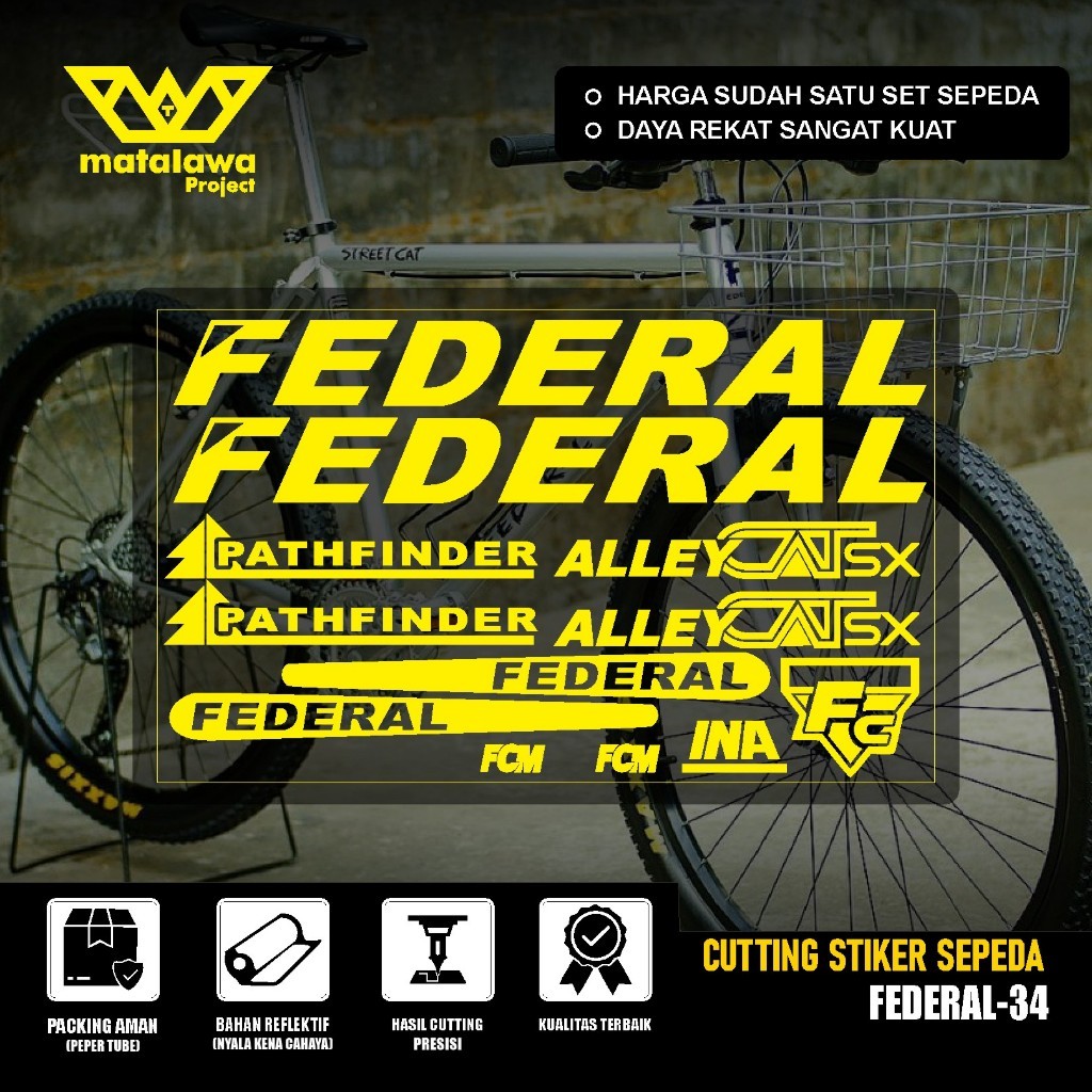Cutting Sticker Sepeda FEDERAL Alley Cat Pathfinder Stiker MG 34 MTB BIKE Streetcat 550 SS SX SET 34