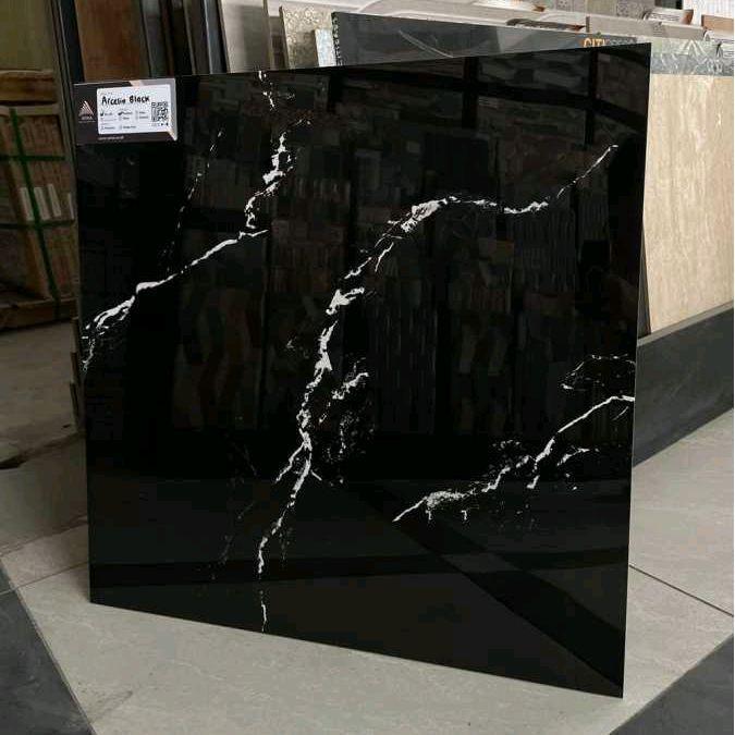 Granit Lantai Dan Dinding 60x60 Arcelio Black Glazed Polish | Kilap | Glossy Product Arna