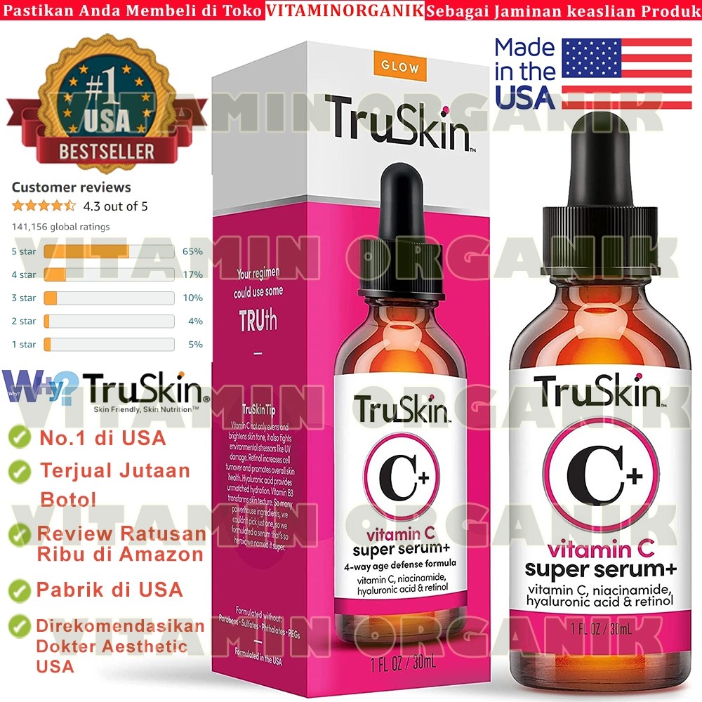 TruSkin SUPER SERUM Vitamin C + Hyaluronic & Salicylic Acid + Niacinamide + Retinol + Anti Aging & K