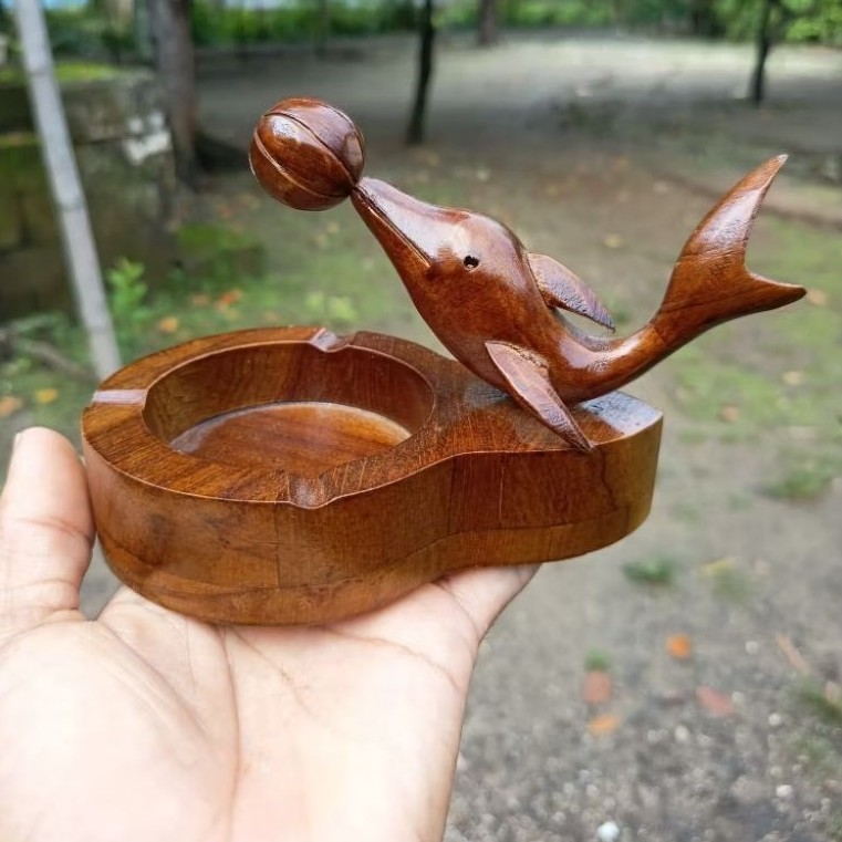 Asbak Kayu Jati Miniatur Burung