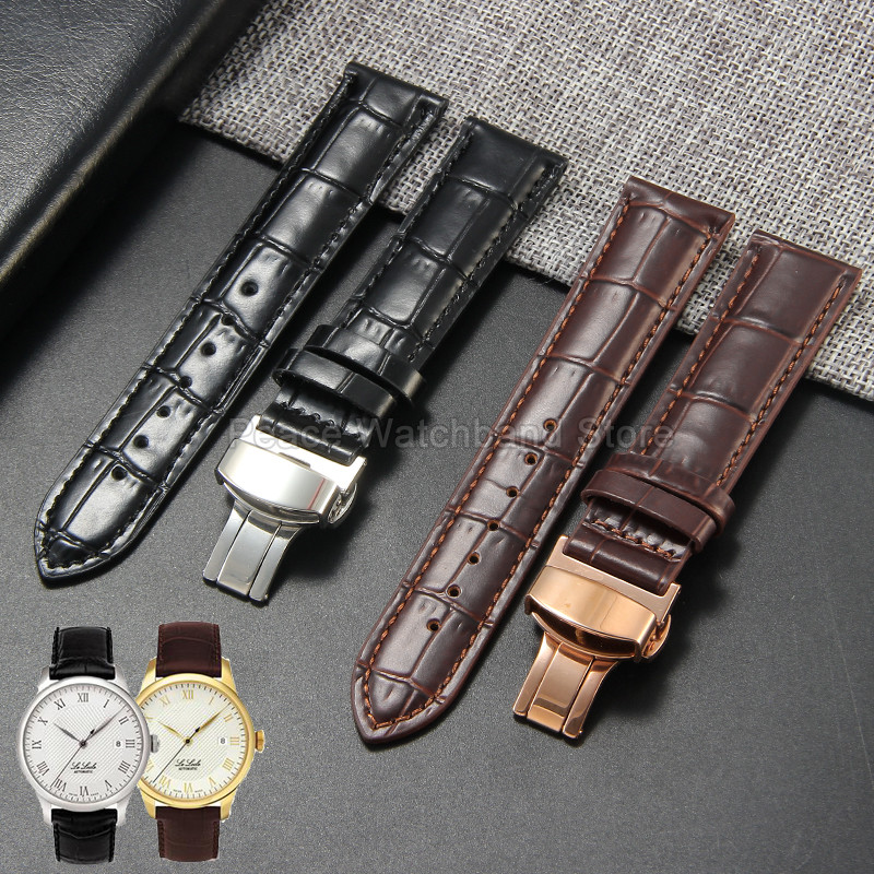 Flat Interface Butterfly Buckle Buckle for Tissot Le Locle Prudenza Carson Premium Cowhide Watband S