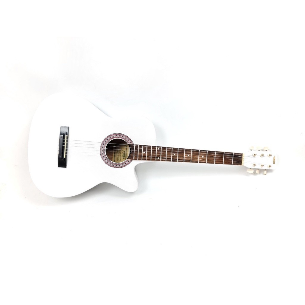 (Agile) Gitar Akustik Merk Yamaha Warna Putih Model Coak Buat Pemula Belajar Murah Jakarta
