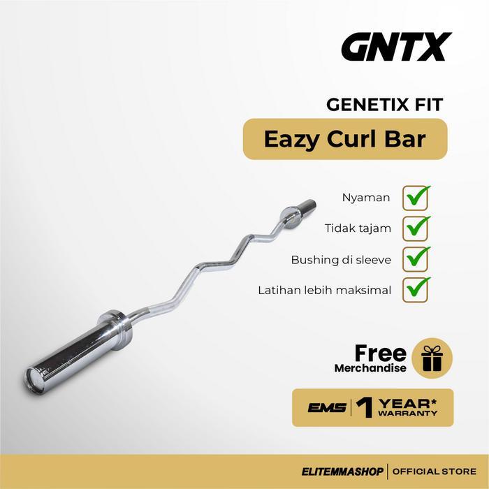 GENETIX FIT Eazy Curl Bar Barbell Untuk Pemula, Barbell Fitness, Bar Fitness, Stik Barbell,