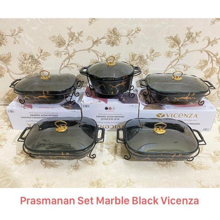 RAMADAN SALE - Prasmanan Marble Keramik Vicenza Set 5 - Hitam