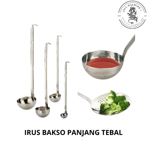 Irus bakso Panjang Tebal Stainless stell 6 oz / irus soup centong bakso kuah stainless stell Tebal