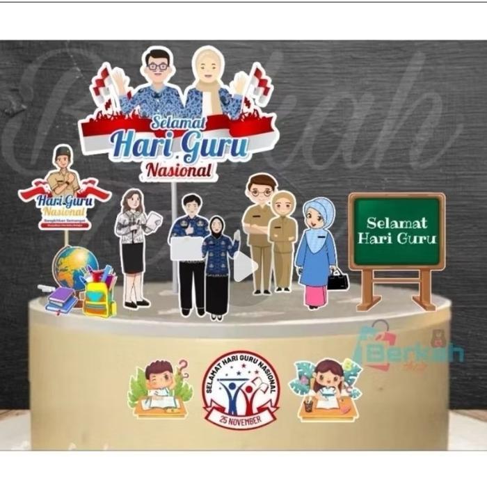 Promo Hari guru, topper cake, topper kue hari guru, topper bucket, topper tumpeng - Hari Guru A Terl