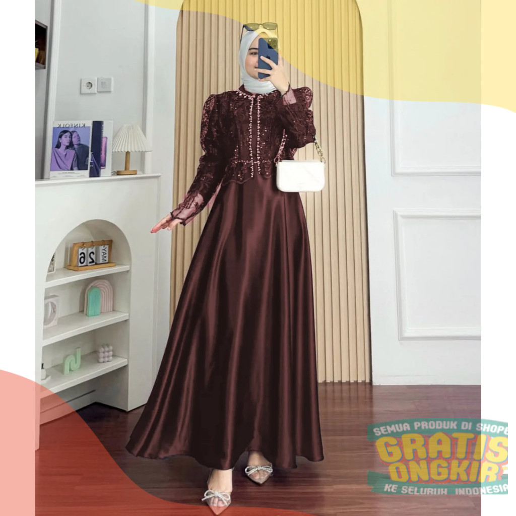 Gamis kondangan Luna Dress Bahan Silk Premium dress kondangan wedding dress baju kondangan gamis kon