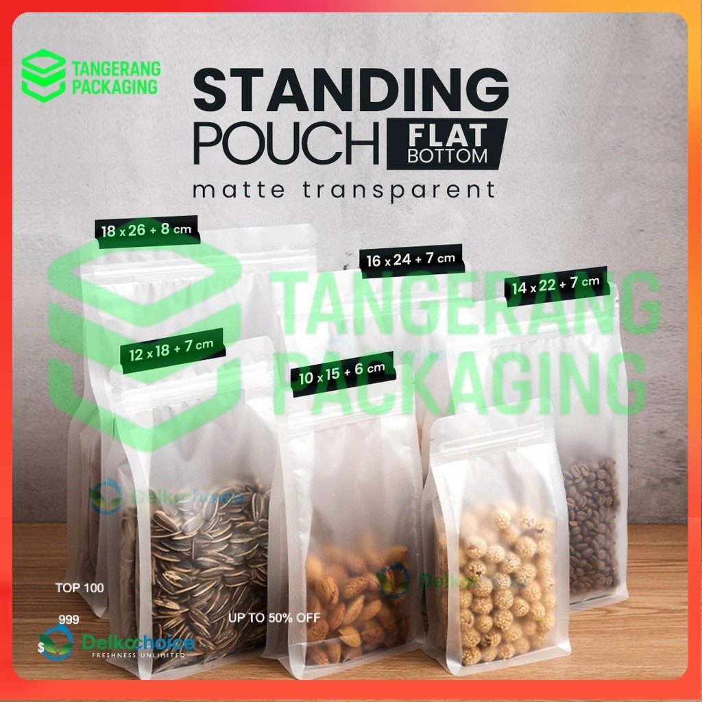 Standing Pouch Flat Bottom Matte Doff / Plastik Kemasan Snack Satuan