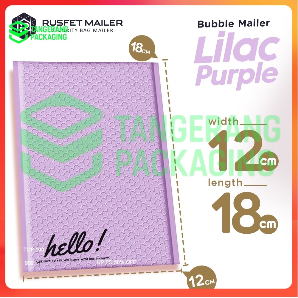 Amplop Bubble Lilac Purple 12x18 Rusfet Bubble Mailer Murah