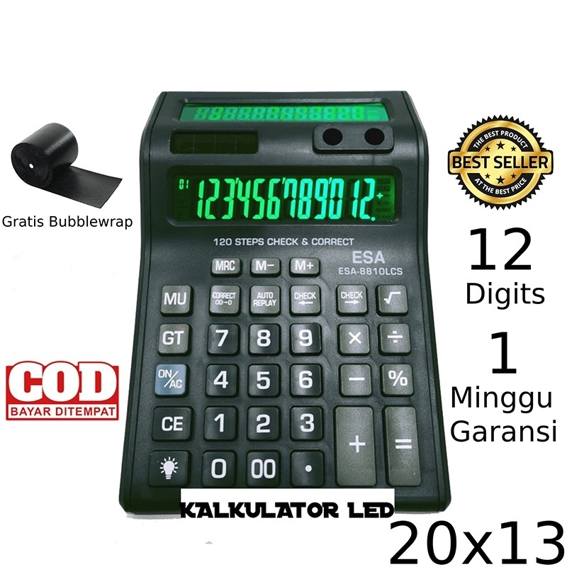 Kalkulator 12 Digit 2 Layar Murah  8810 LCS | 2000TV KALKUALTOR JUMBO DAGANG | Kalkulator Check - Ca