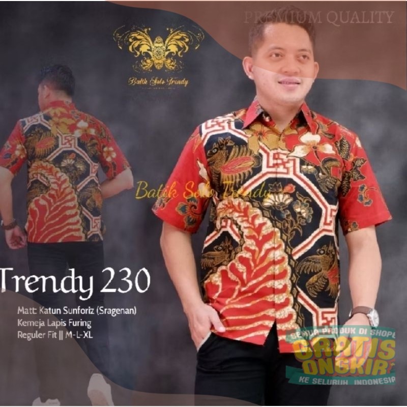 Batik Solo Trendy - Batik Kemeja Lengan Pendek Premium Slimfit - Lapis Furing berbahan Katunpakaian 