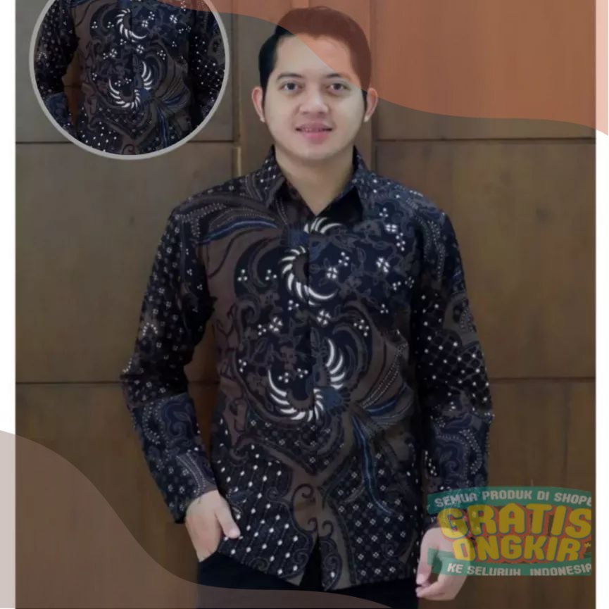 BATIK PRIA LENGAN PANJANG HIJAU BOTOL KEMEJA BATIK MOTIF BARUpakaian pria lainnya