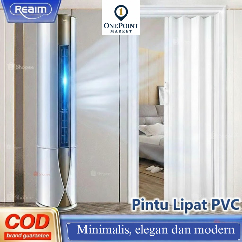 Reaim Pintu Lipat PVC Pintu Kamar Tidur Mandi/ Kamar Penyekat Ruangan/Pintu Geser Kamar Mandi Pintu 
