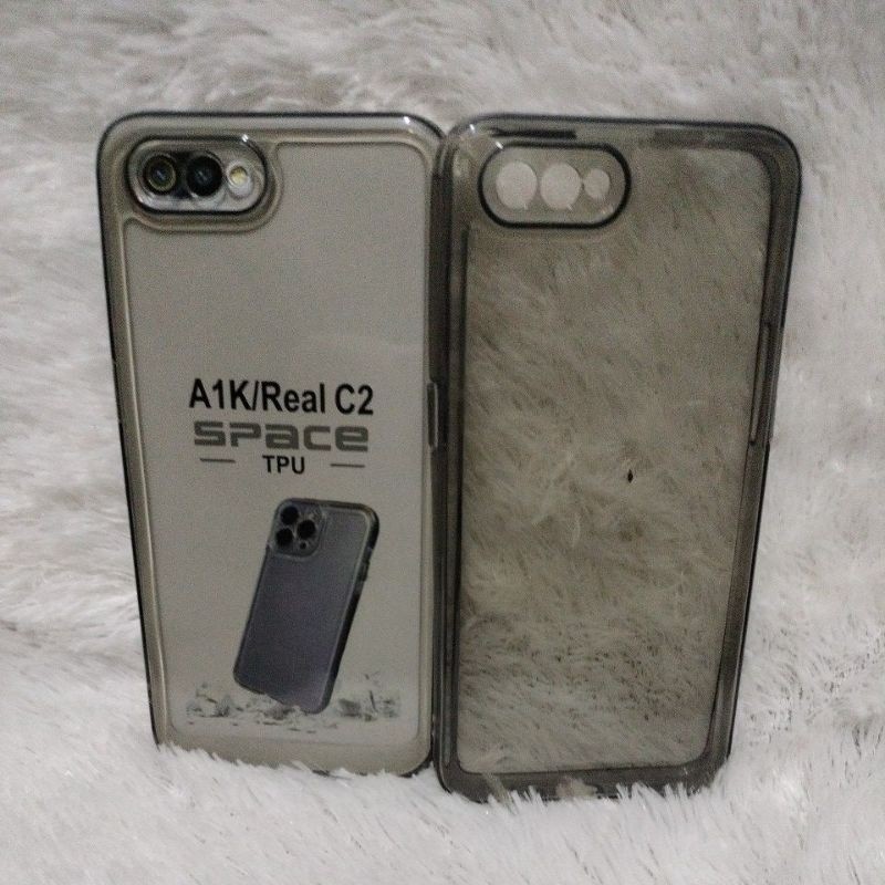 SoftCase Casing Oppo A1K/C2 Silikon Clear Hitam Transparan TPU Airbang