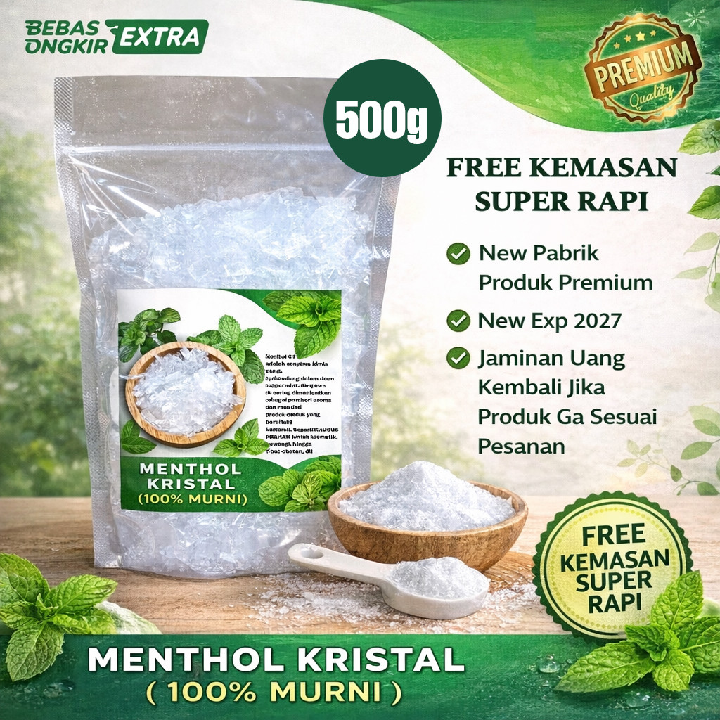 Menthol Crystal 1Kg Food Grade – Mentol Kristal Murni 100%
