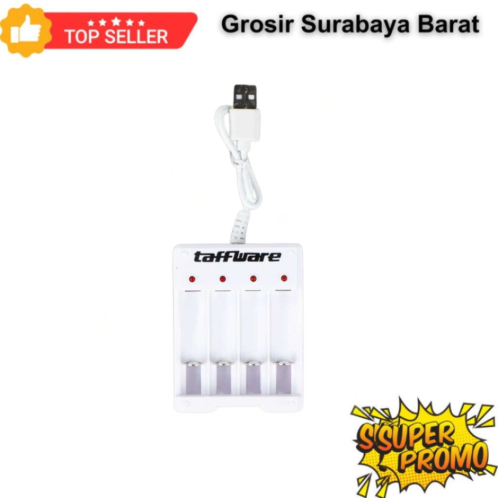 [PREMIUM] Charger Baterai 4 Slot AA/AAA Ni-MH Ni-CD – Fast Charging USB Port