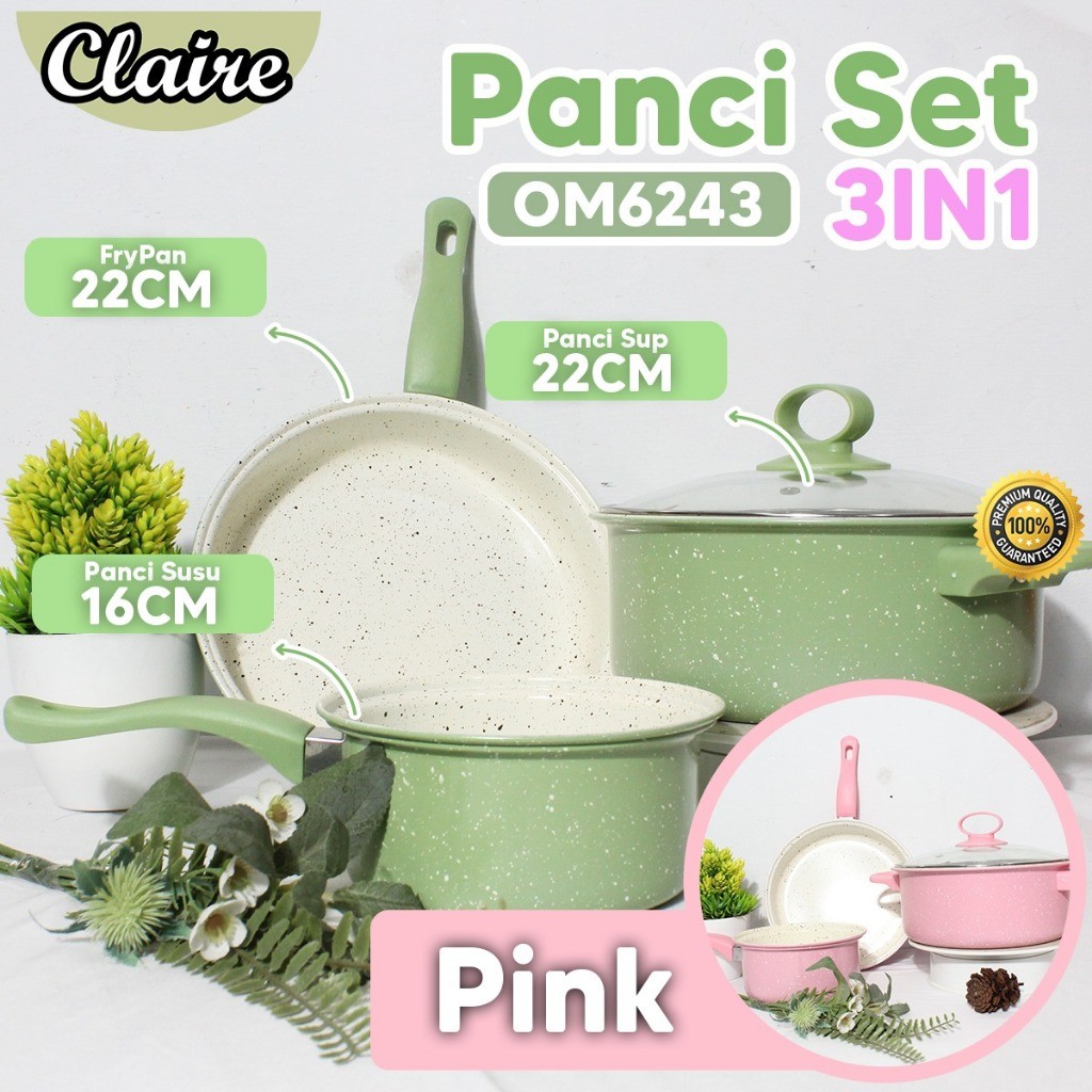 (Kim Dapur) Panci Set 3 Pcs /  Fry pan / Sauce pan / Milk pot