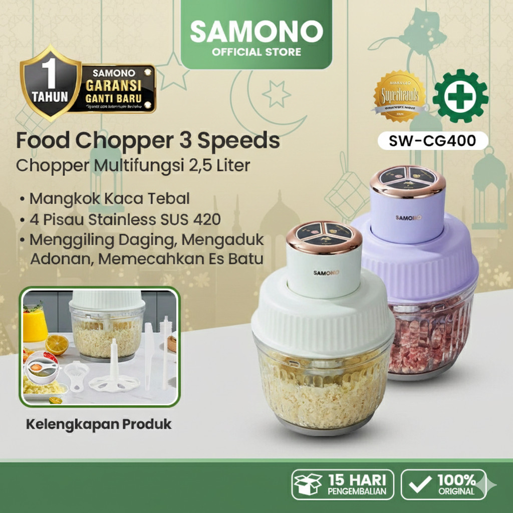 SAMONO Food Chopper 2.5L Multifungsi chopper bumbu dan daging chopper kaca chopper low watt samono c
