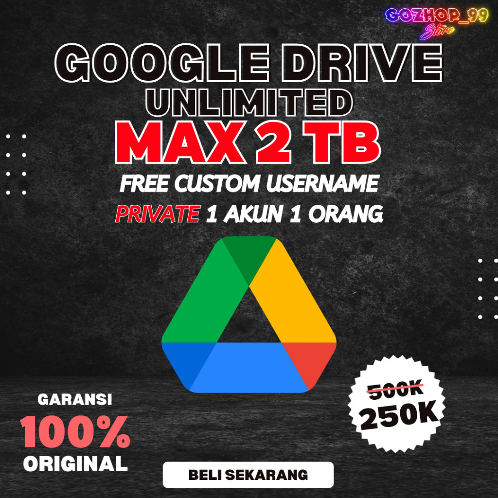 Google Drive Unlimited Max 2TB PRIVATE Bonus Google Photos dan Google Meet Unlimited Lifetime Bergar