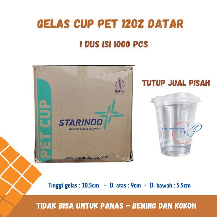 kondang market 1 Dus Gelas CUP PET 12oz 14oz 16oz Starindo l Tutup Gelas Plastik Strawless - 12OZ,PE