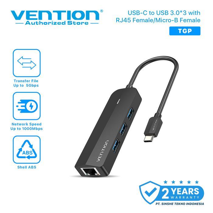 (iranatasya546) VENTION USB Type C to LAN with Micro USB Power Supply - USB 2.0 + LAN, HUB + LAN