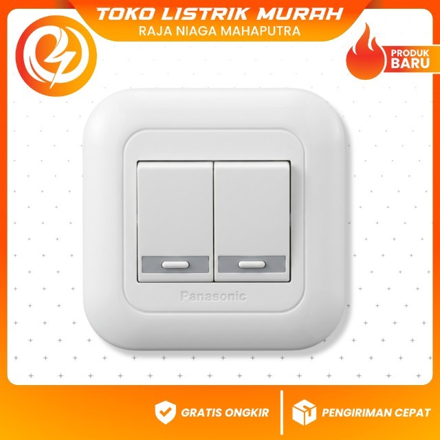 Panasonic Saklar Double Seri Tanam – Switch 2 Lampu Desain Minimalis, Original & Tahan Lama