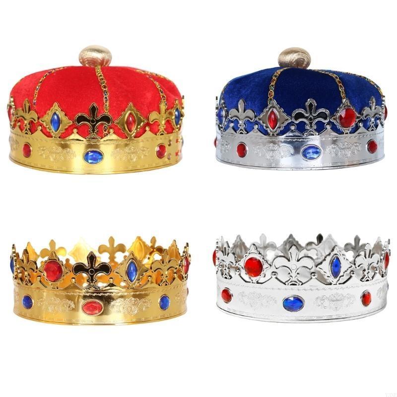 Y3NE Royal King Crown King Crowns Party Hat King Queen Crowns Birthday Crown Hat Halloween Headwear 