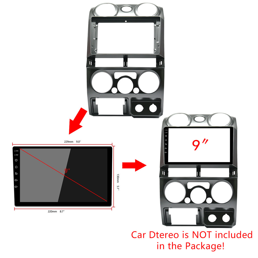 9 Inch Car Rao tallation DVD GPS Mp5 Plastic Fascia Plane Frame for Isuzu D-Max MU-X  2007-2011 Dash