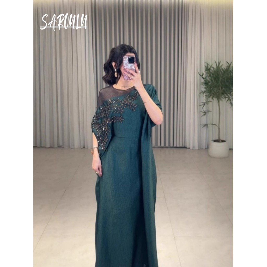 Charming Muslim O Neck Evening Dress Classy Embroidery Kaftan Straight Hot Sale Women Prom Gown Gorg