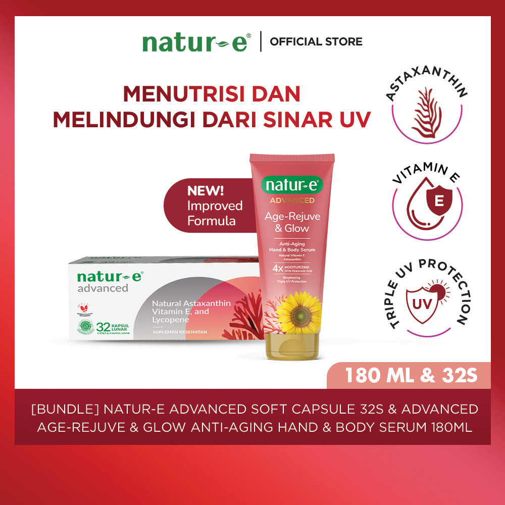 Natur-E Paket Inside-and-Out Advanced Soft Capsule 32s + Age-Rejuve & Glow Anti-Aging Hand & Body Se