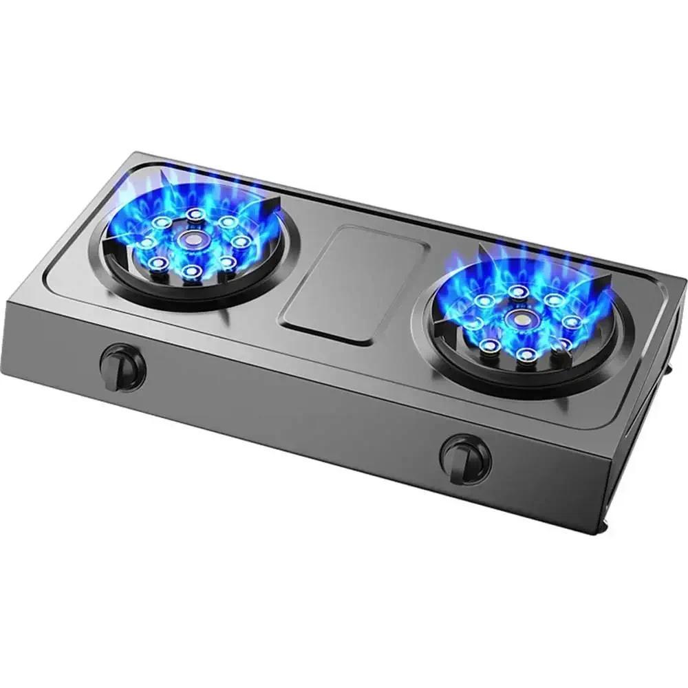 Gas Stove, Double Stove, Desktop, Sudden Fire Extinguishing Protection, Household Liquefied Gas, Nat